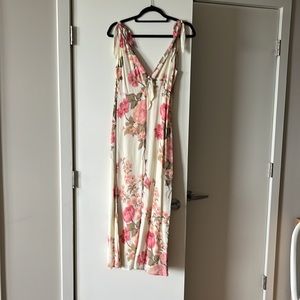 Reformation long floral v neck dress with slit size 2